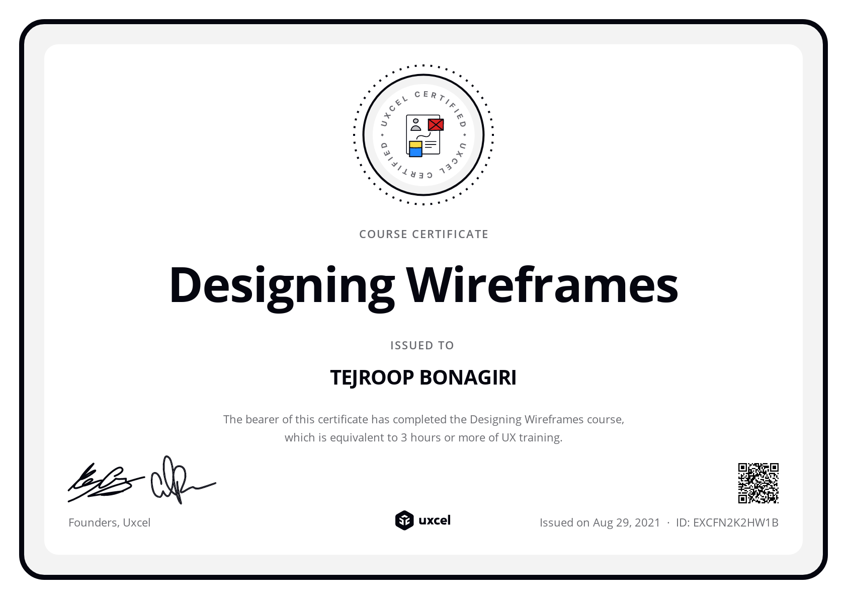 TEJROOP BONAGIRI's certificate
